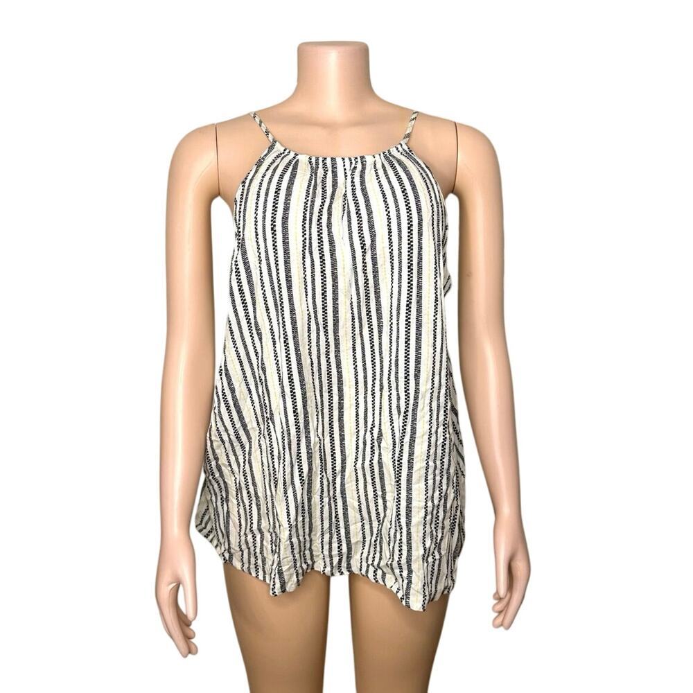 Old Navy Women’s White Black Yellow Striped Flowy Boho Tank Top Size‎ XL
